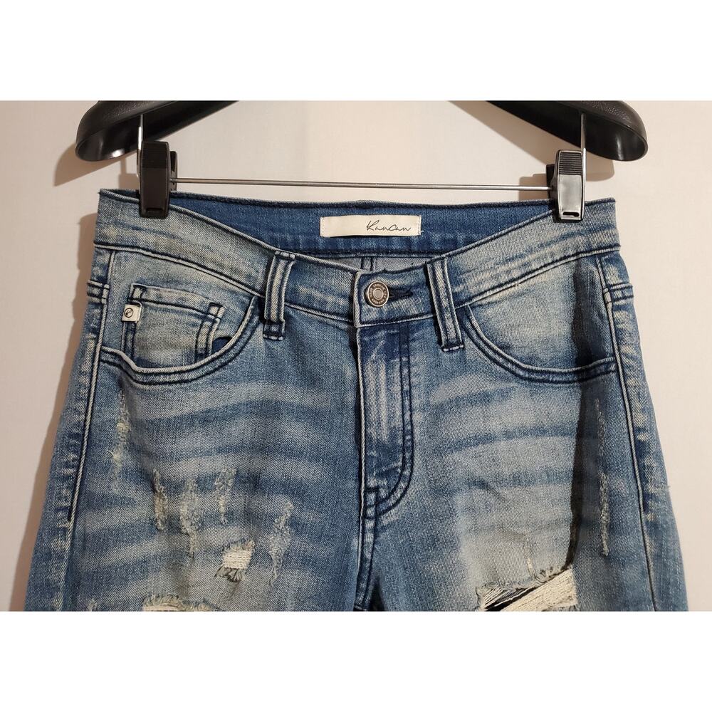 KanCan Distressed Light Wash Mid Rise Skinny Jeans Womens Size 26 Ripped Grunge - Picture 4 of 11
